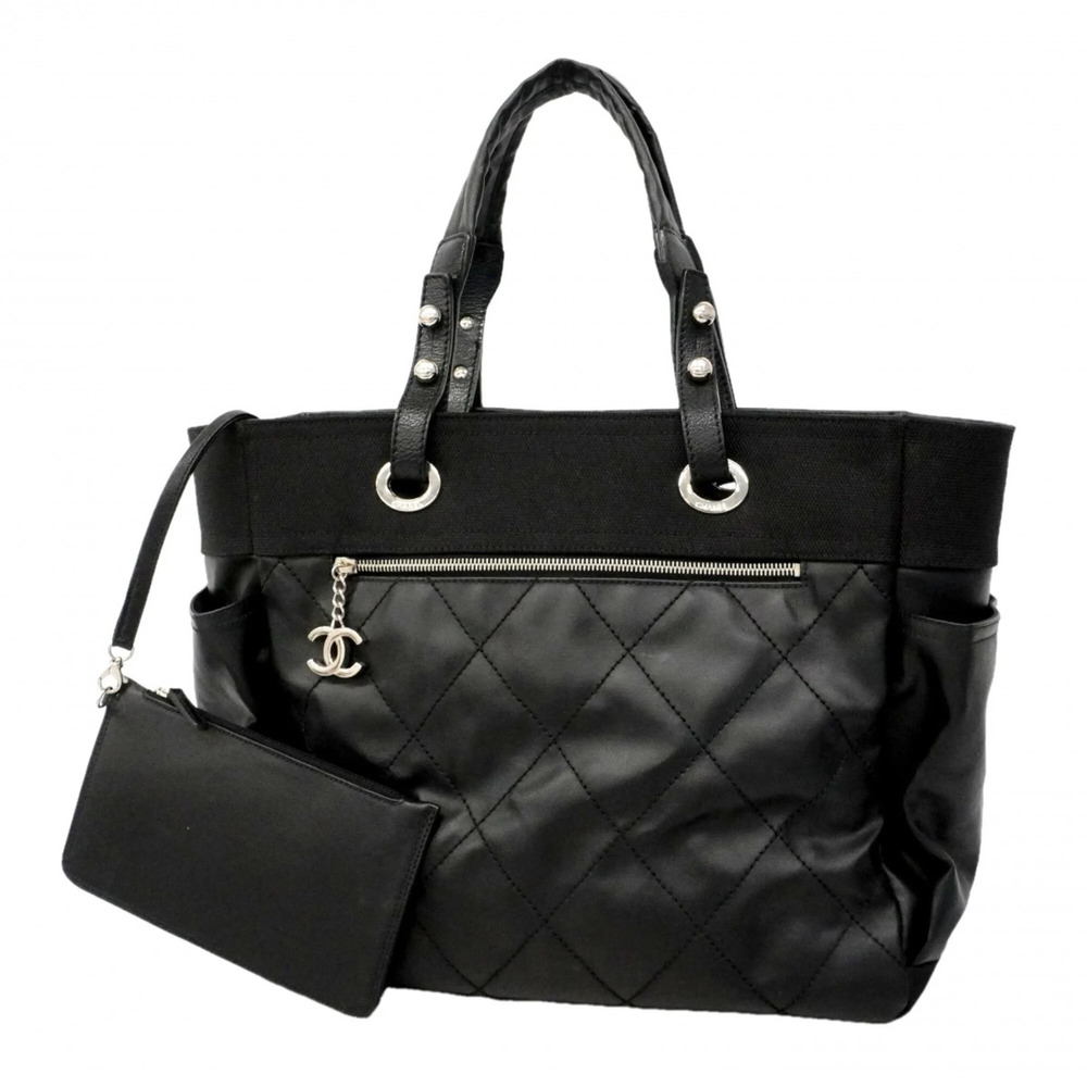 CHANEL Black Canvas Tote Bag